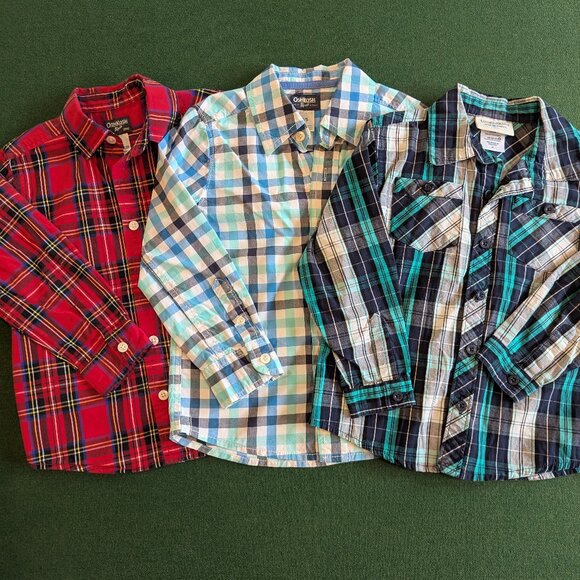 Bundle Boy's Long Sleeve Button Down Shirts 4T 💙 - Picture 1 of 15